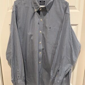 Izod Men's Navy and White Plaid Shirt